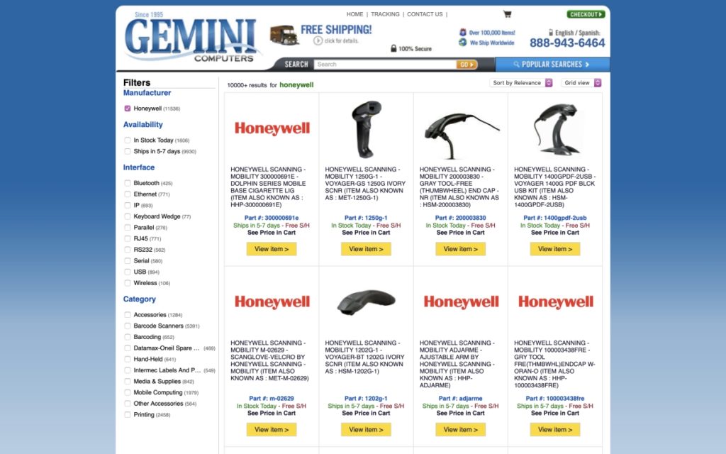 faceted search examples: Gemini computer