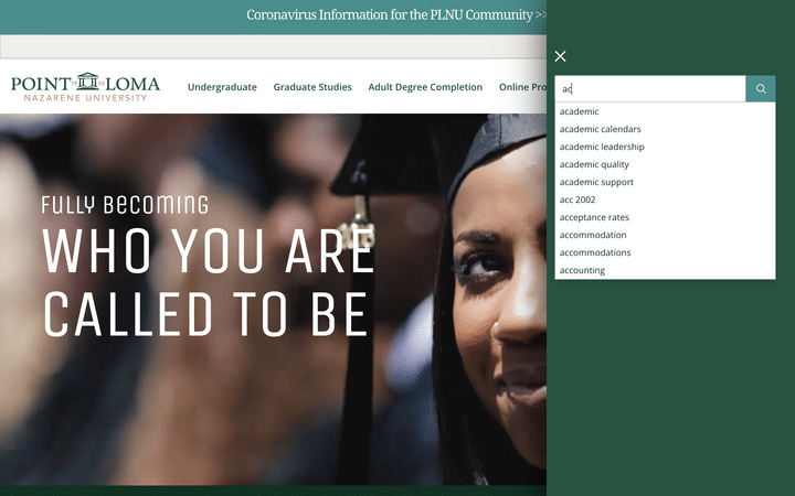 PLNU’s Improved Site Search Sees  33% Spike in Student Engagement