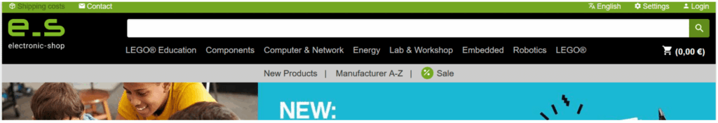Electronic Shop offers a long enough search box for complex product codes.