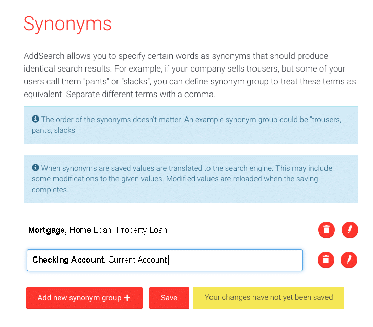Use Synonyms for Financial Terminology for internal site search on financial websites