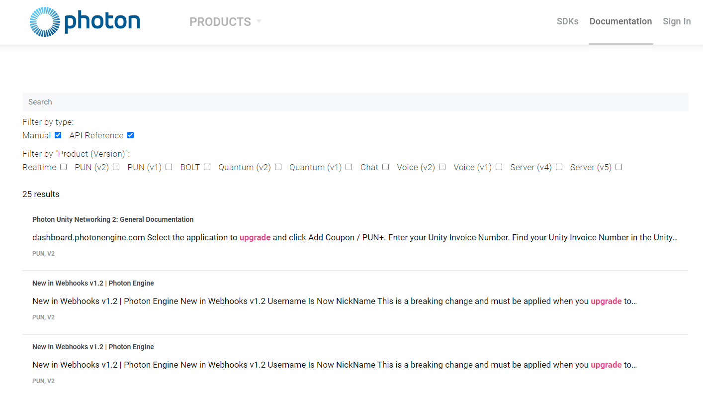Photon's API search