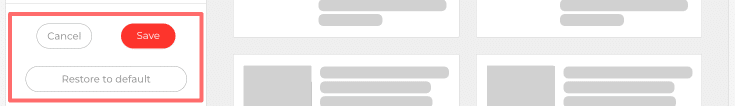 Picture of options to cancel, save and restore values of the Personalization field values.