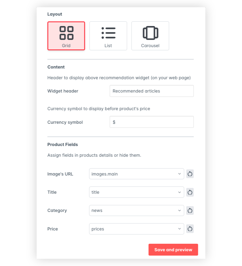 AddSearch Recommend Basic and Content and Section UI.